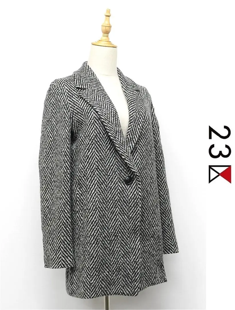 美品　23区　FOX BROTHERS グレンチェック　　ダブルチェスターコート 楽天市場】チェック柄 チェスター コート レディース 送料無料