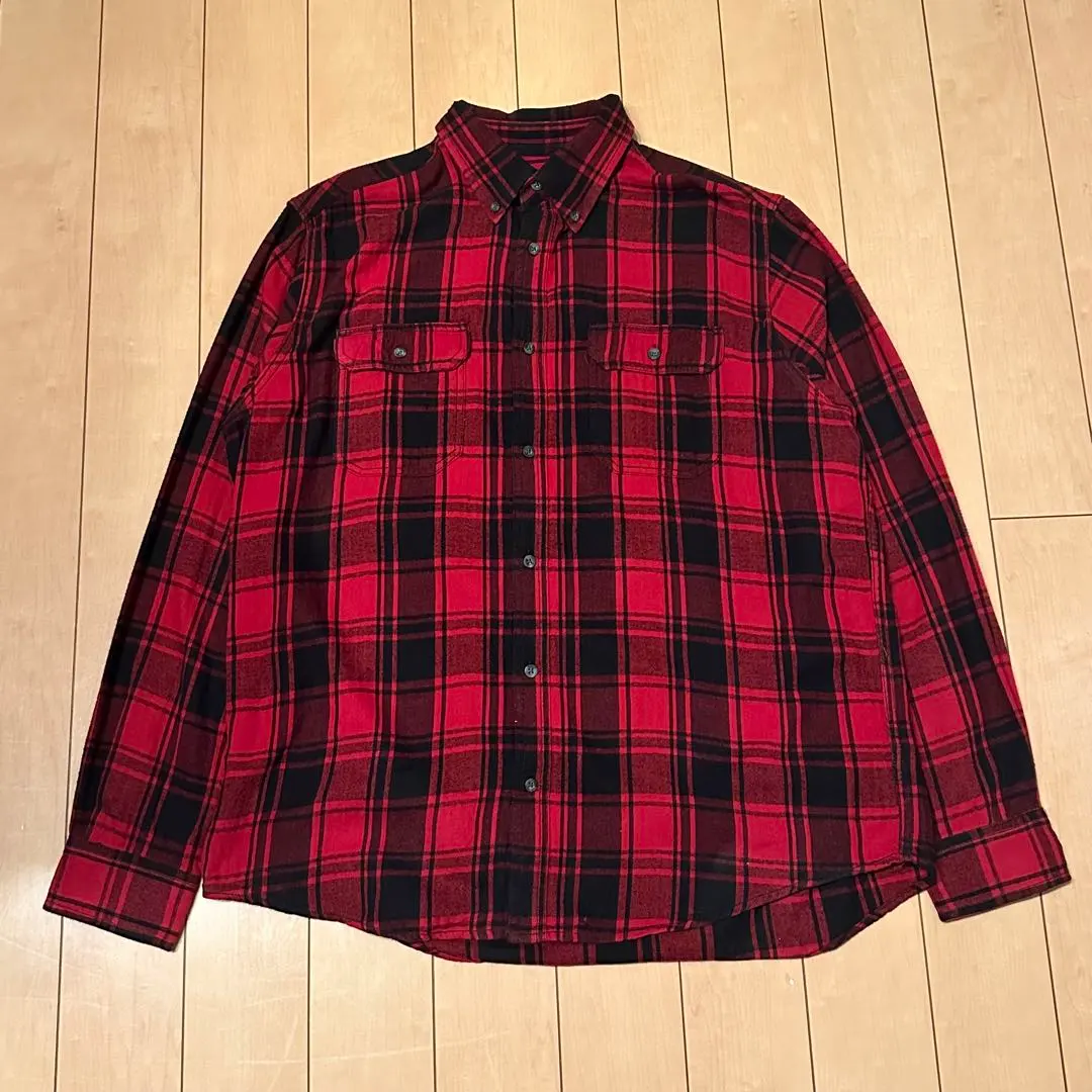 Thumbnail of GEORGE Red Black Checkered Flannel Shirt L American Vintage Used