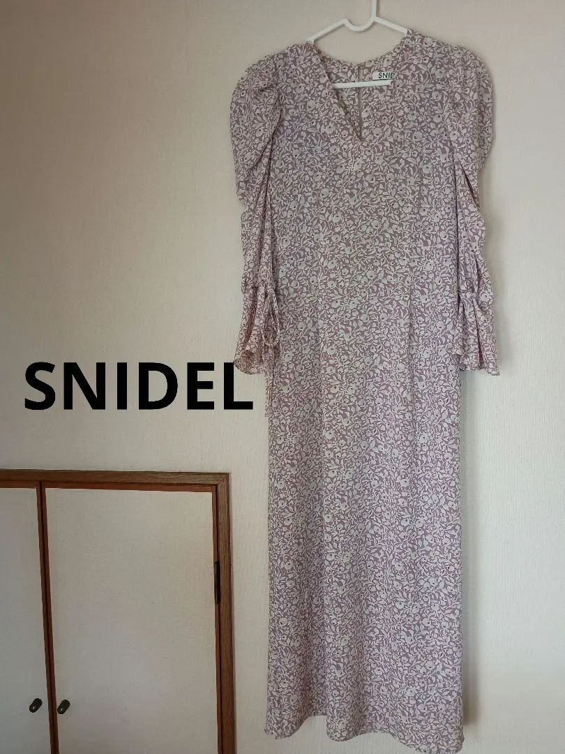 Thumbnail of SNIDEL Floral Print Frill Sleeve Long Dress S