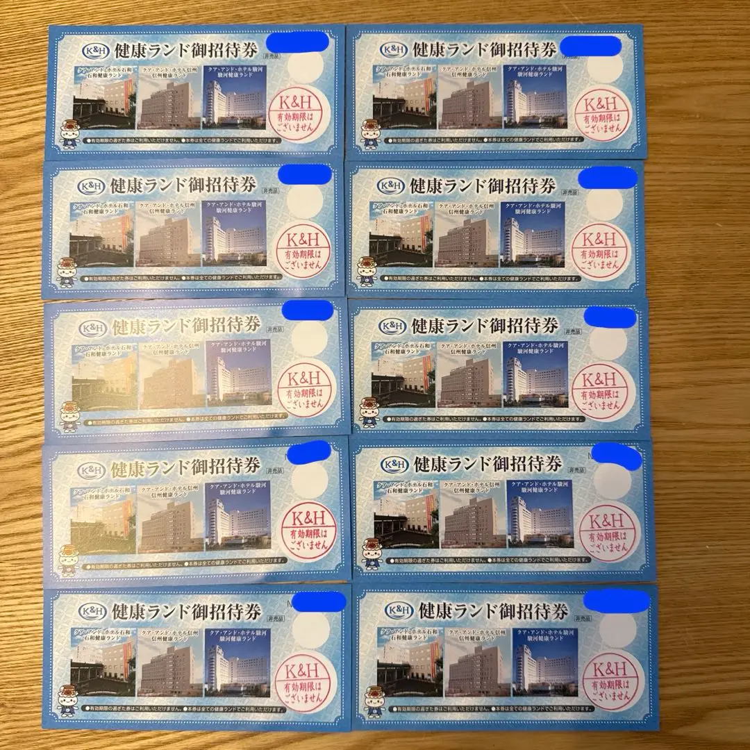 石和駿河信州健康ランド 10枚綴回数券(写真は8枚とありますが、10枚綴です) 石和健康ランド 信州健康ランド、腰河健康ランド 入館料回数券