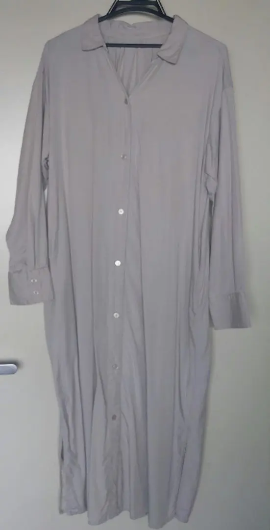 Thumbnail of Beige Button-Down Long Shirt Dress (ONE SIZE)