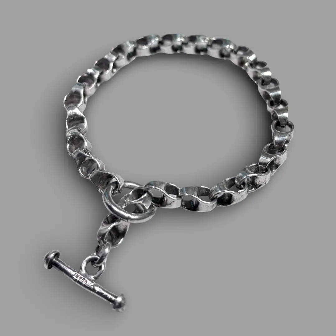 ヴェルサーニ925 シルバーチェーンブレスレット VERSANI ベルサーニ 極太 ID フィガロチェーン プレート