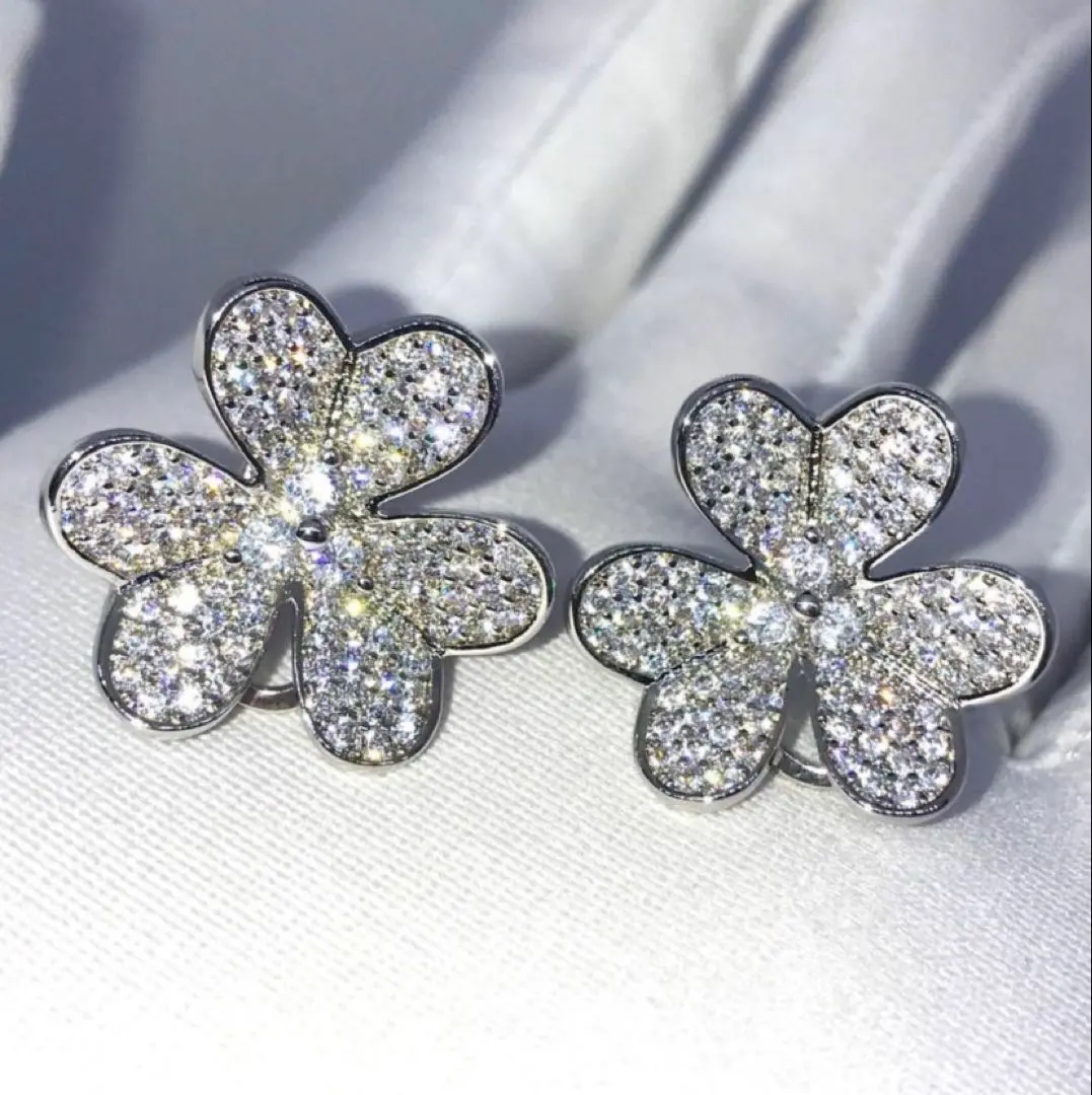 Thumbnail of Finest Quality Earrings Pave Diamond Silver White Gold