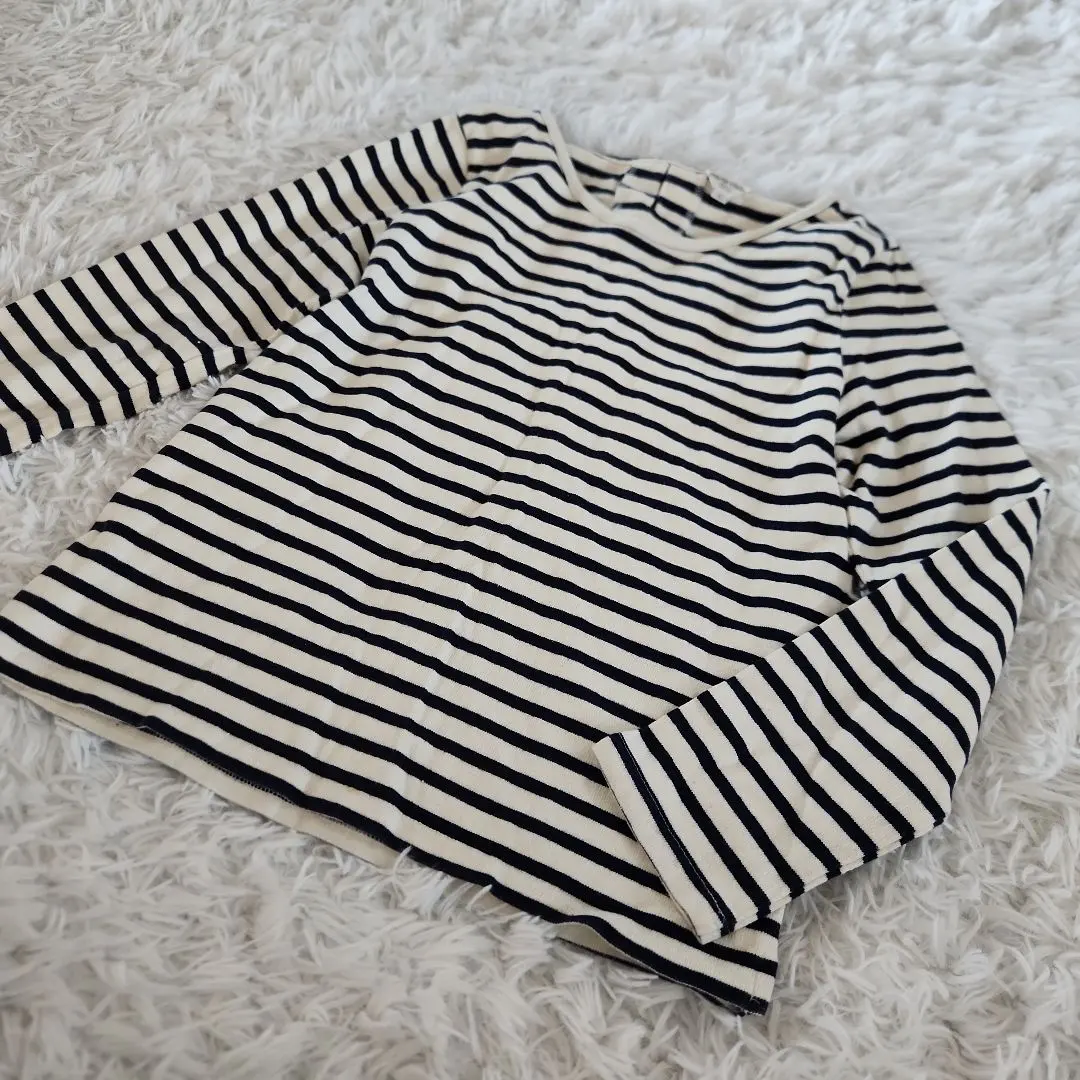 Thumbnail of Border long-sleeved T-shirt cut and sewn Marie Claire Bis Basque ribbon L size