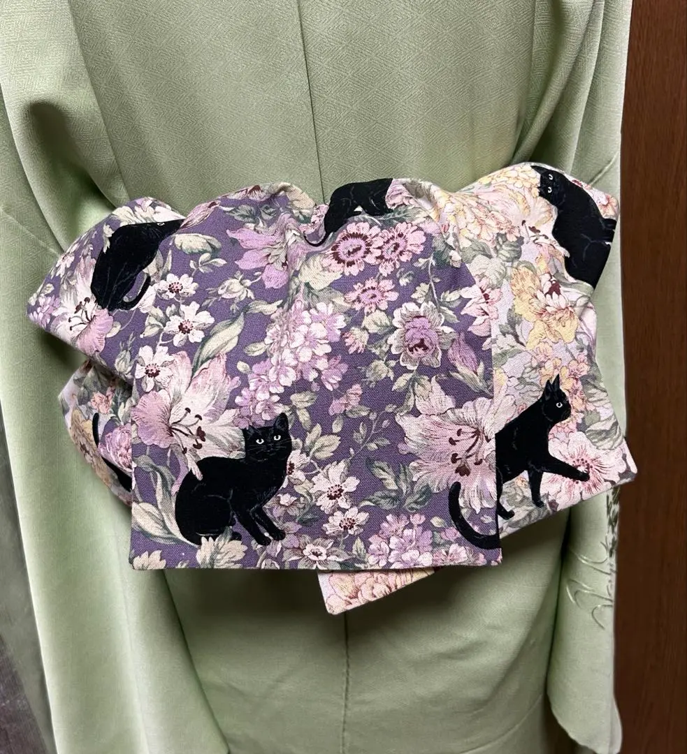 Thumbnail of Adult Heiko Obi, Cat and Rose Pattern, Reversible, Long