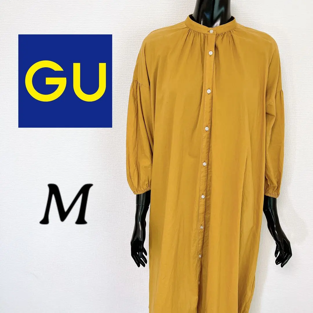 [GU] ジーユー 七分袖 立領長版襯衫洋裝 (M) 的縮圖