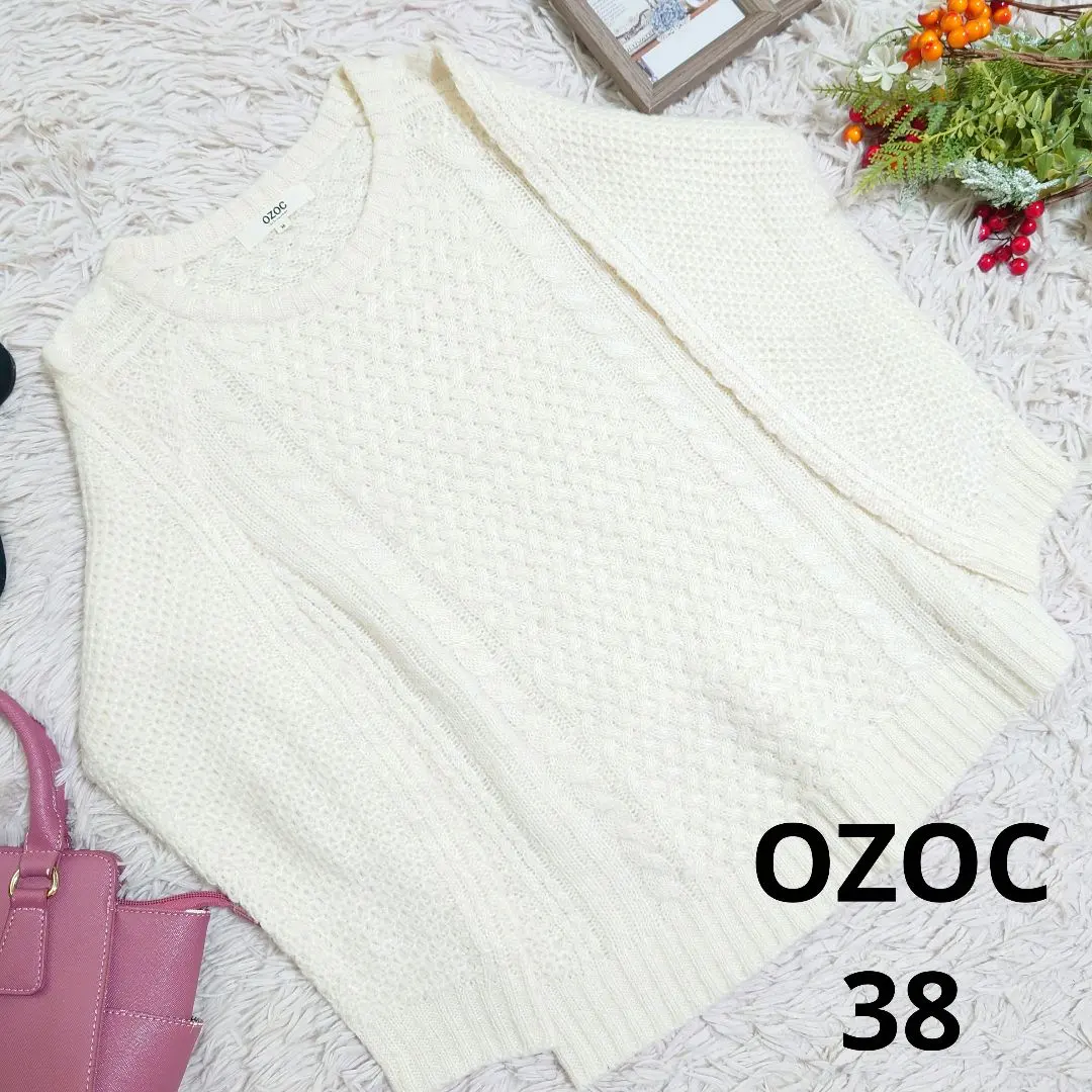Thumbnail of ✨Excellent Condition✨ ♥OZOC♥ Knit Sweater (M) Ivory / Aran Pattern / 3/4 Sleeves