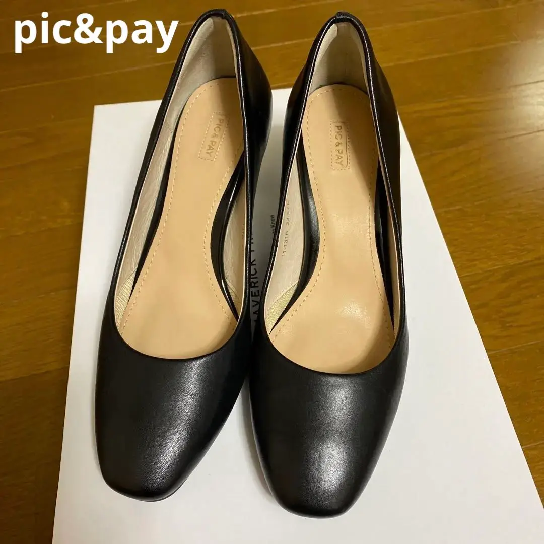 トゥモローランド 本革 レザー　パンプス　ブラック 黒　ハイヒール　24 pointer 【本革】7cmヒールパンプス 革パンプス パンプス 日本製