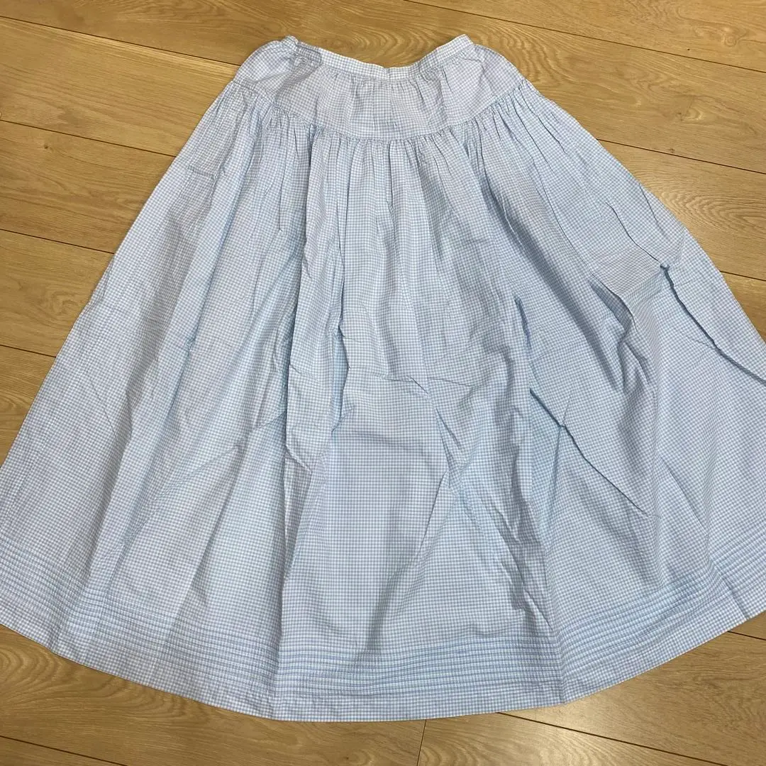 Thumbnail of Wonderful World Kaneko Isao Light Blue Gingham Check Skirt with Petticoat