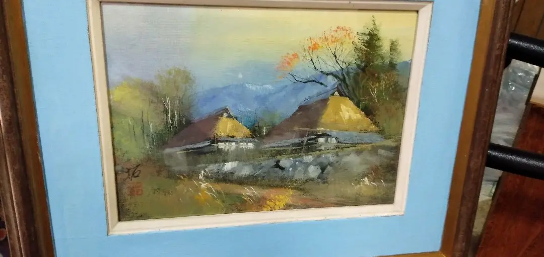 塩原拓治】「新芽吹く安曇野」 F10 風景画 常念岳 共シール 直筆