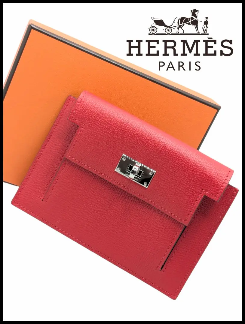 【極美品】エルメス　ケリーポケットコンパクト　折財布　お札　カード　小銭 HERMES - 【新品同様】エルメス ケリーポケットコンパクト 折