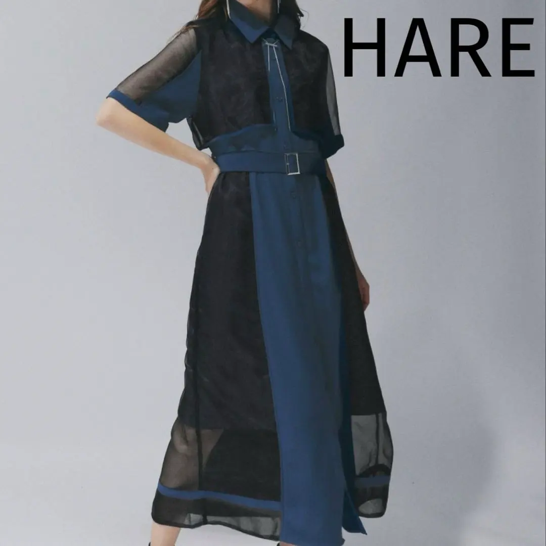 Thumbnail of 《Brand New, with Tag》HARE Piping Sheer Dress Blue F