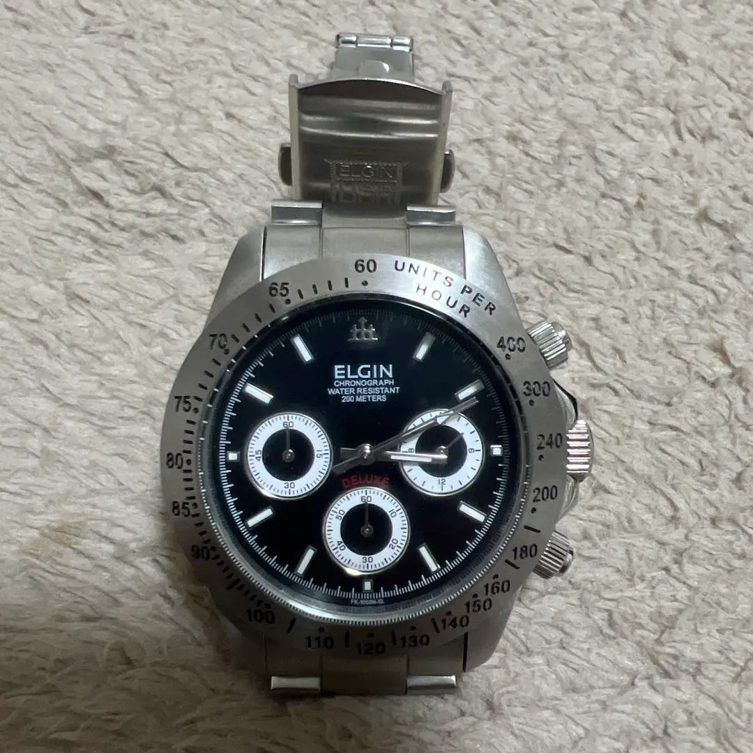 エルジン　腕時計　クロノグラフ　黒文字盤　クォーツ　FK-1059N-SL 2025年最新】elgin 1059の人気アイテム - メルカリ