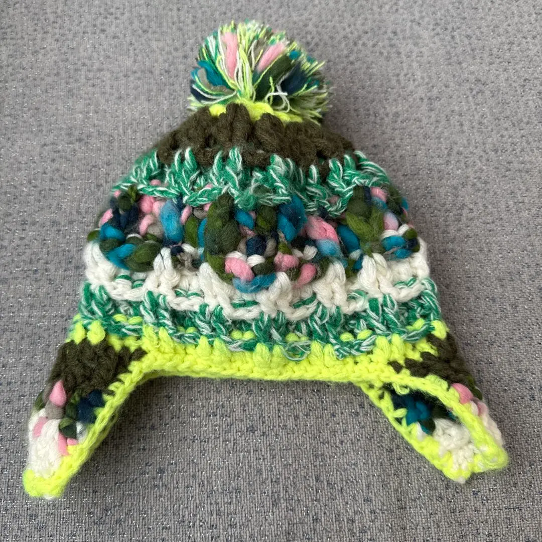 彩色毛線帽 附毛球 50-52cm 的縮圖