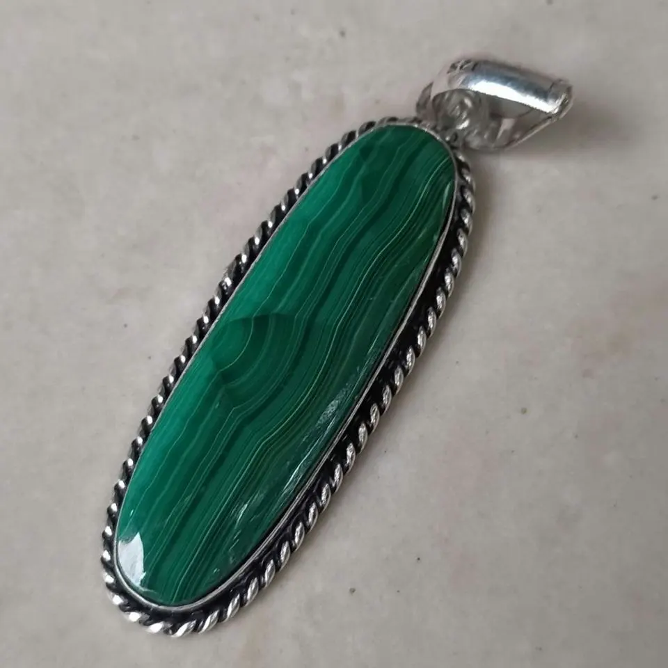 Thumbnail of Malachite 18 Natural Stone Pendant Jewelry Silver 925 Marked