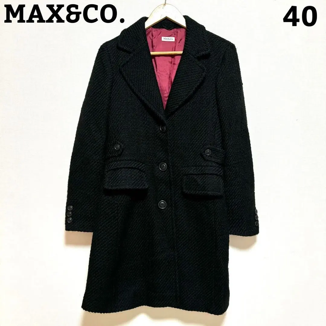 マックスアンドコー ツイード チェスターコート L ブラック ブラック（黒）系 Max&Co.(マックス&コー) コート(レディース
