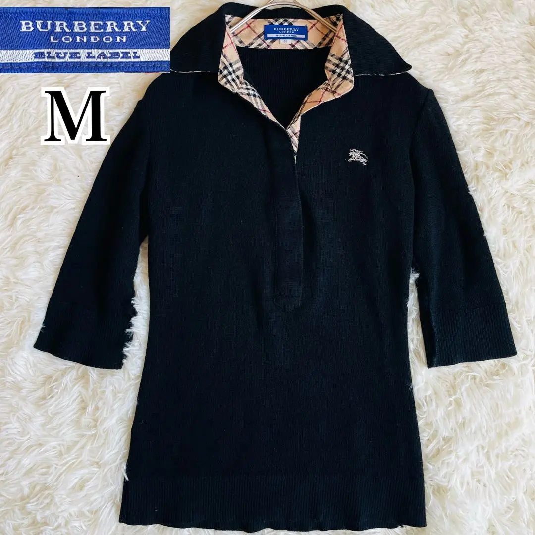 Thumbnail of Burberry Blue Label Polo Shirt Style Knit Black Nova Check Embroidered Logo