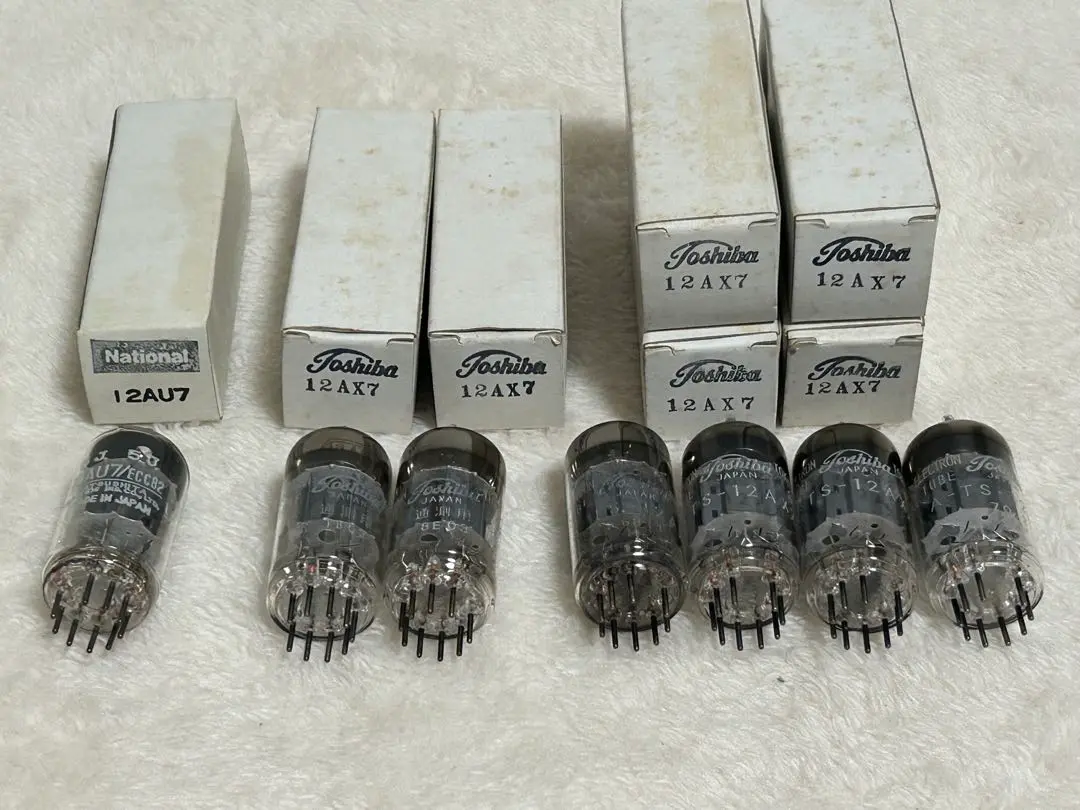 真空管 12AX7 元箱付 新品？ 2本 国産最高峰 東芝 通測用 HI-S 12AX7/ECC83 東芝 通則用Hi-S 1本双極マッチ 真空管PG19