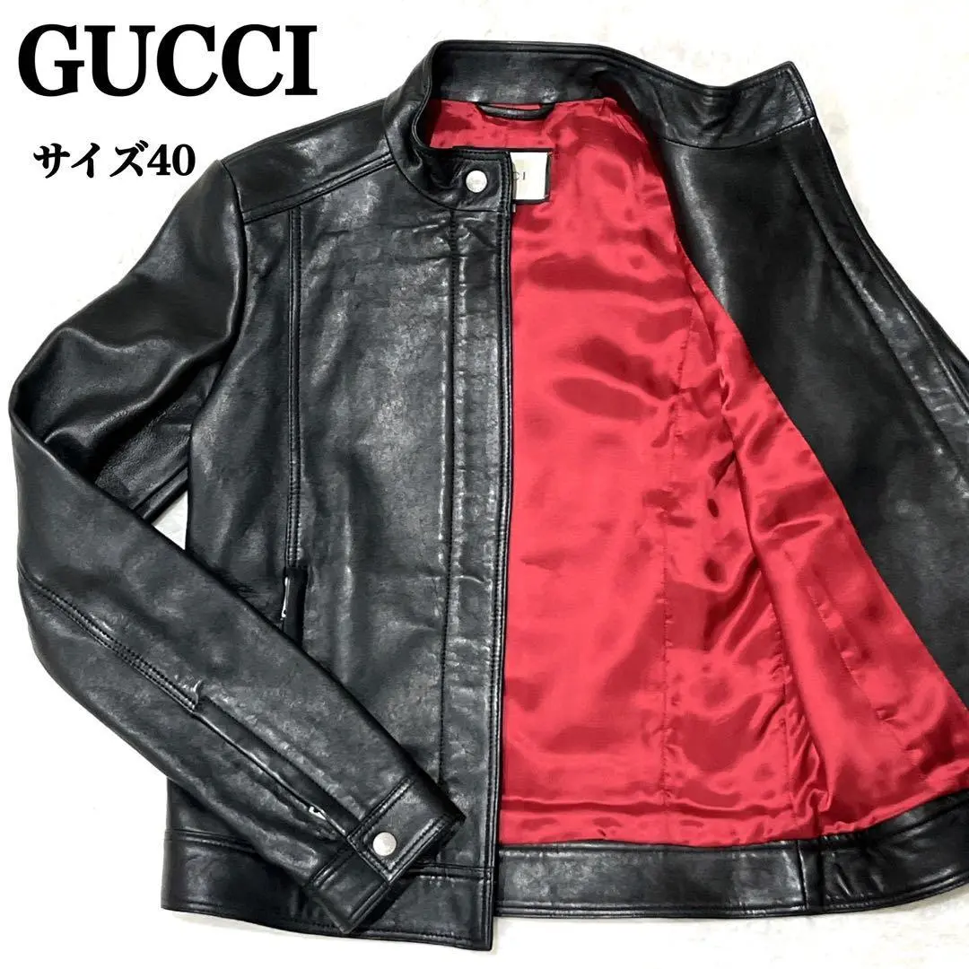 最高級ラムレザー＊GUCCI シングルライダース48Lサイズ＊送料込み 最高級ラムレザー＊GUCCI シングルライダース48Lサイズ＊送料