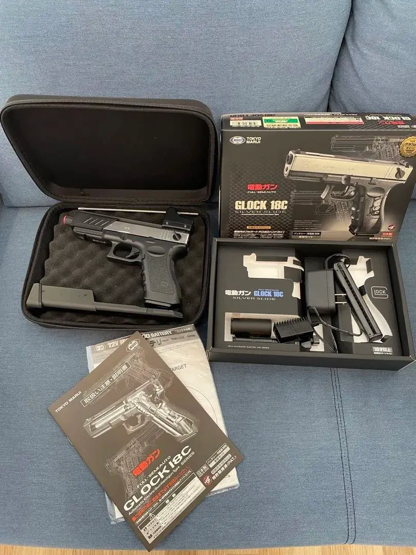 GLOCK 18C 電動ガン シルバー スライド ケース付き グロック18C シルバースライド - 電動ガン ハンドガンタイプ
