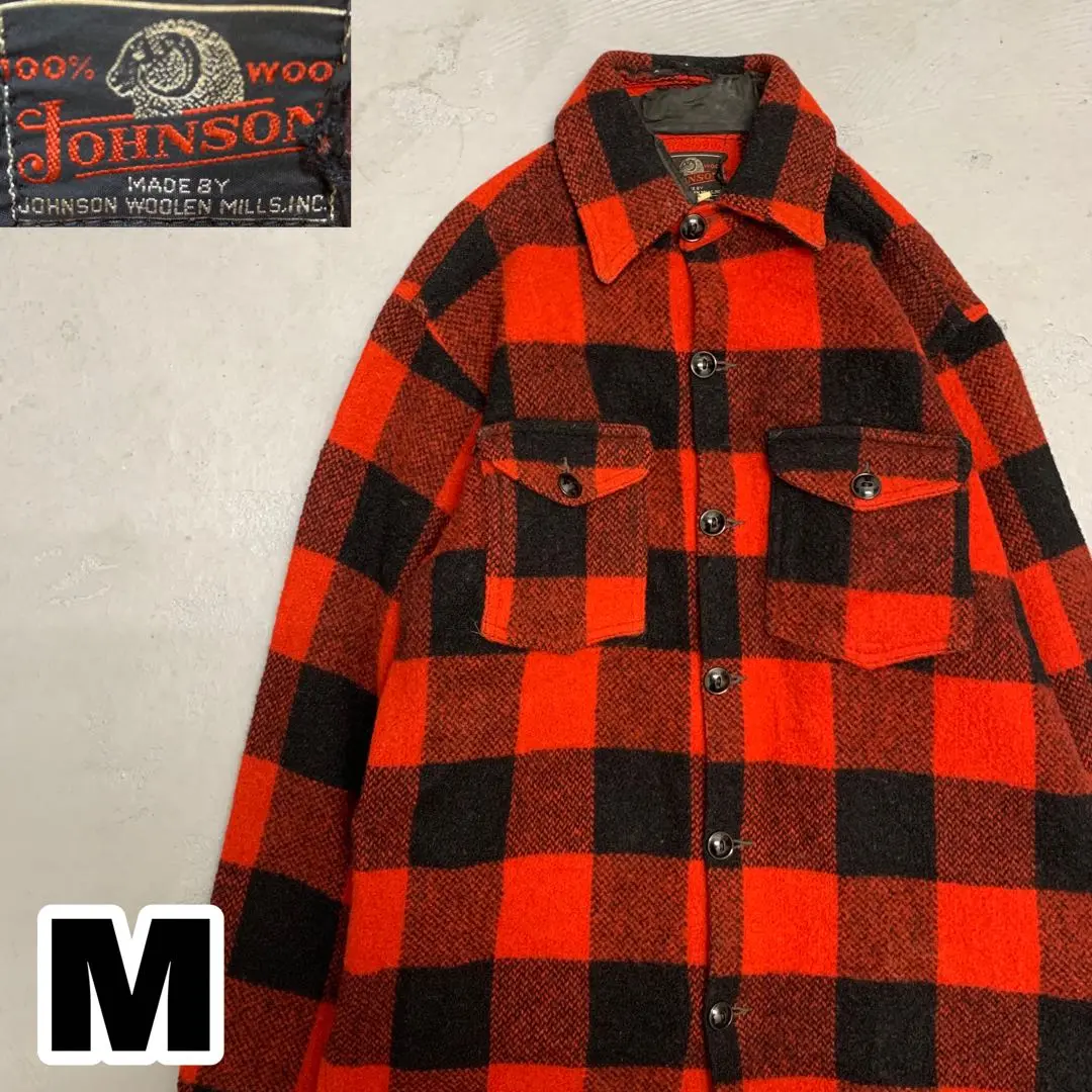 JOHNSON WOOLEN MILLS(ジョンソンウーレンミルズ) / CPOシャツ/長袖シャツ/M/ウール/NVY/袖口切替 |  古着の販売・通販ならセカンドストリート