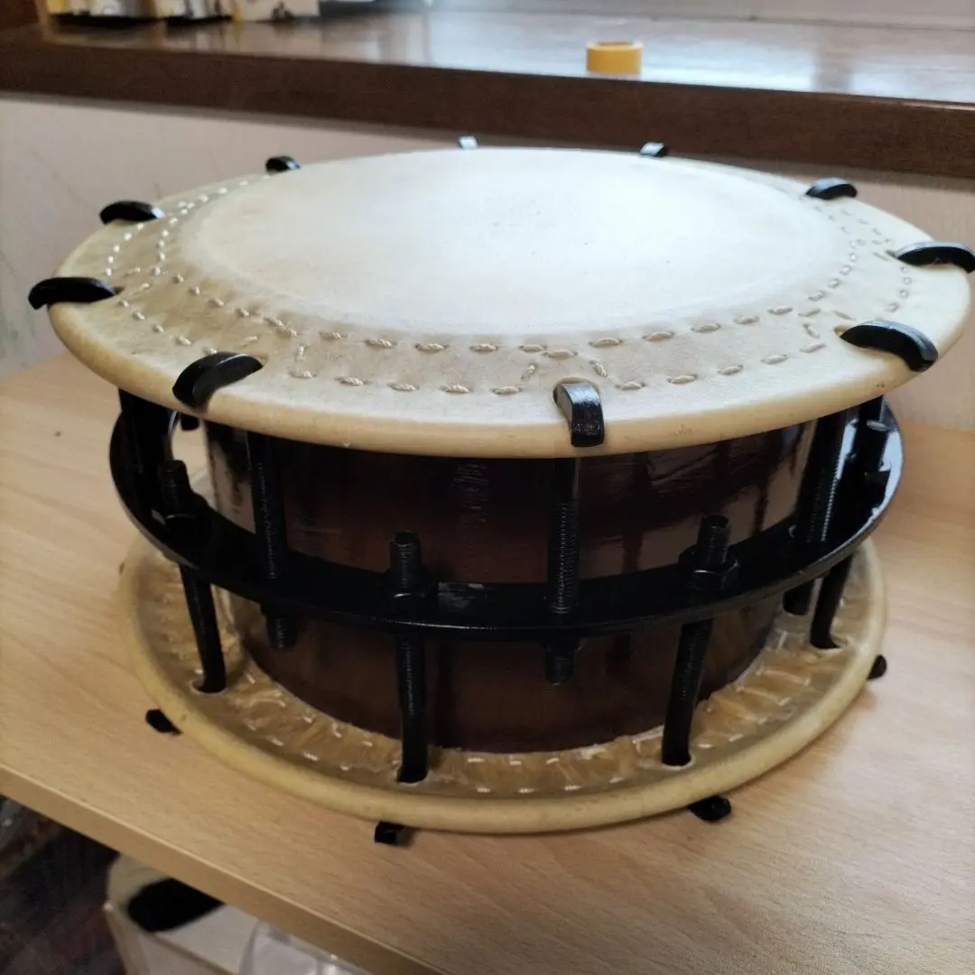 和太鼓　締太鼓　ボルト締め仕様　中古良品② 締太鼓35cm（ボルト締め・あわせ胴） 立台座セット【1707-A