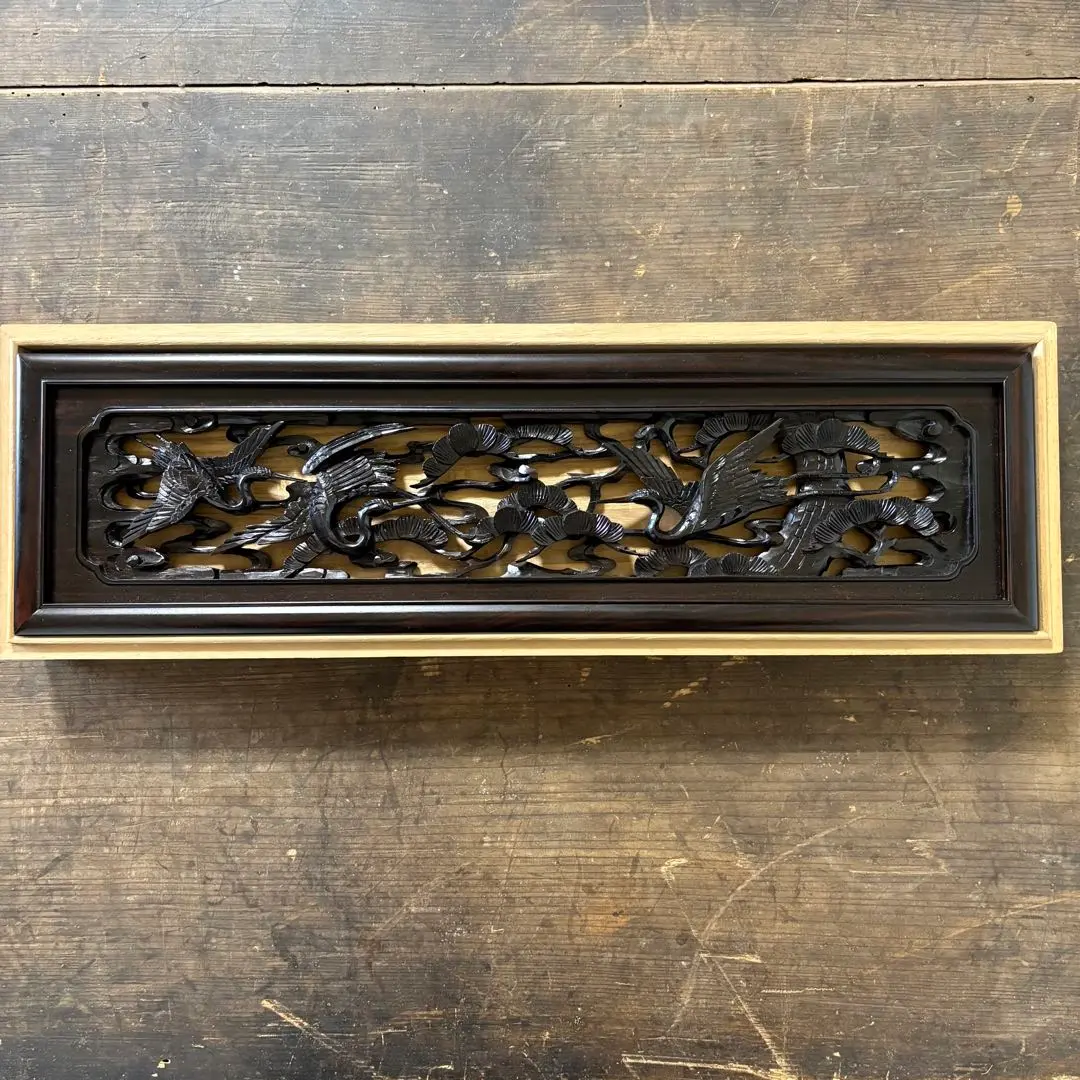 鶴　彫刻　欄間　肉厚　木彫り　寺院　仏閣　アンティーク　骨董品 鶴 彫刻 欄間 肉厚 木彫り 寺院 仏閣 アンティーク 骨董品 2025