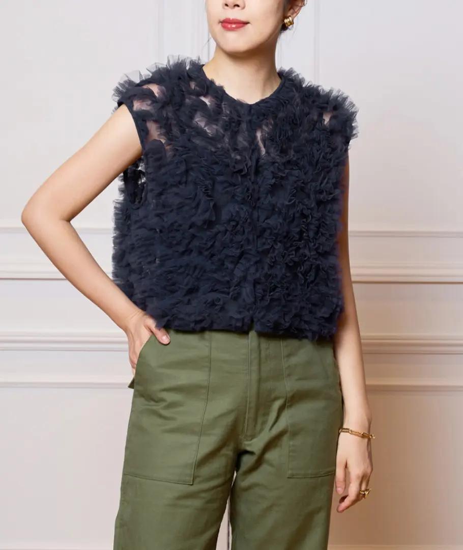 IENA - 【期間限定値下げ】イエナ ラブークル チュールフリル ブラウス IENA LA BOUCLE - 【新品未使用】IENA LA BOUCLE チュールフリル