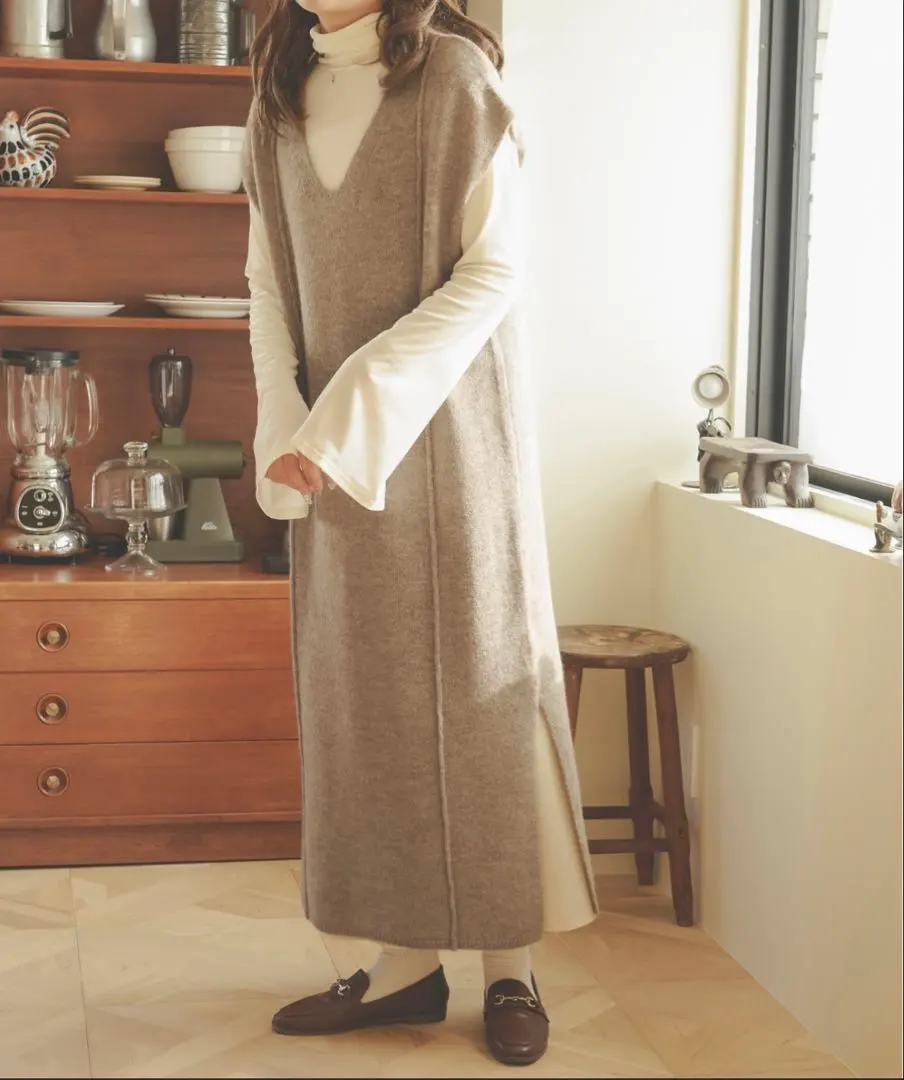 Ambre Neige 三用鈕扣針織連衣裙 摩卡色 的縮圖