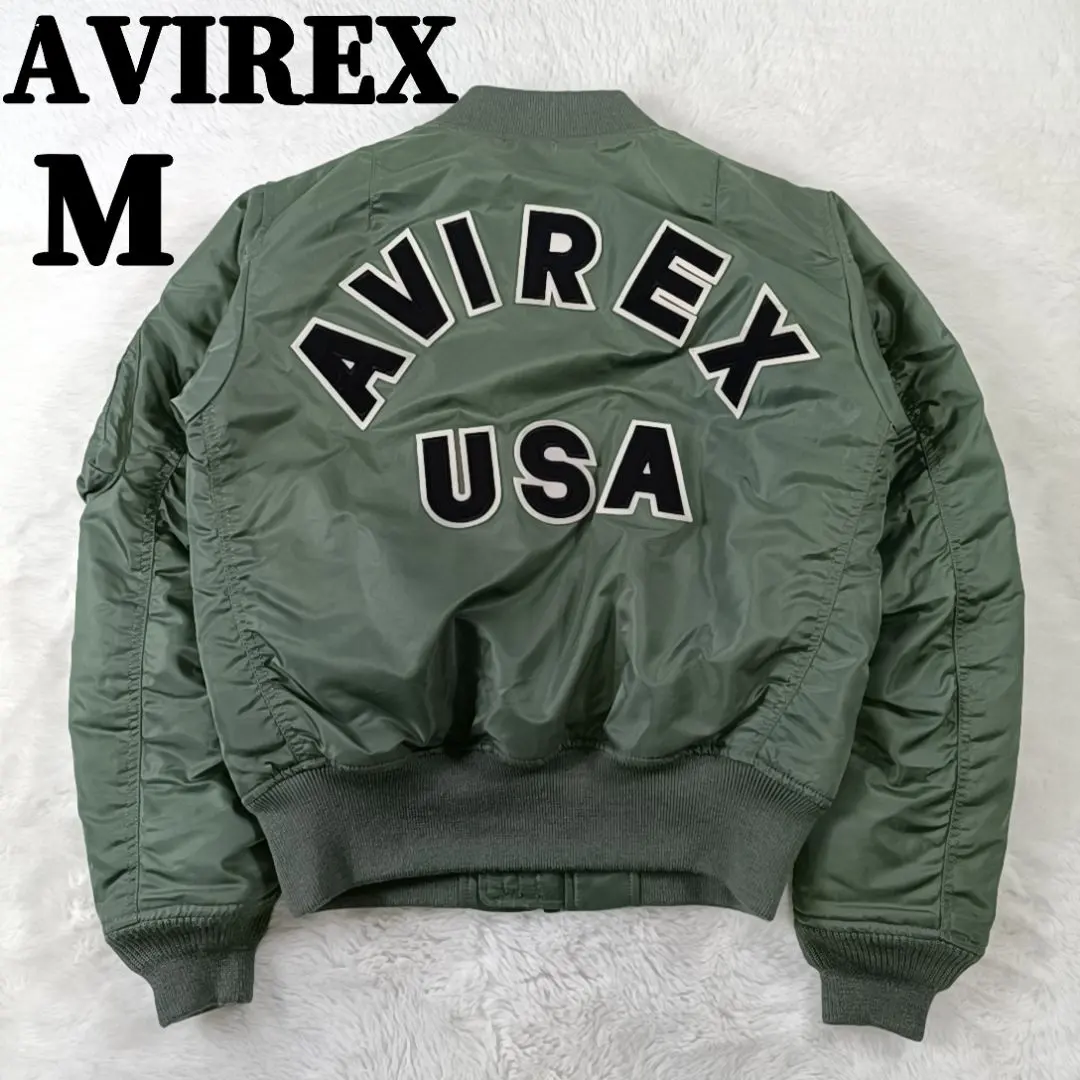 美品✨AVIREX USA 徽章刺繡 MA-1 飛行夾克 短款М 的縮圖