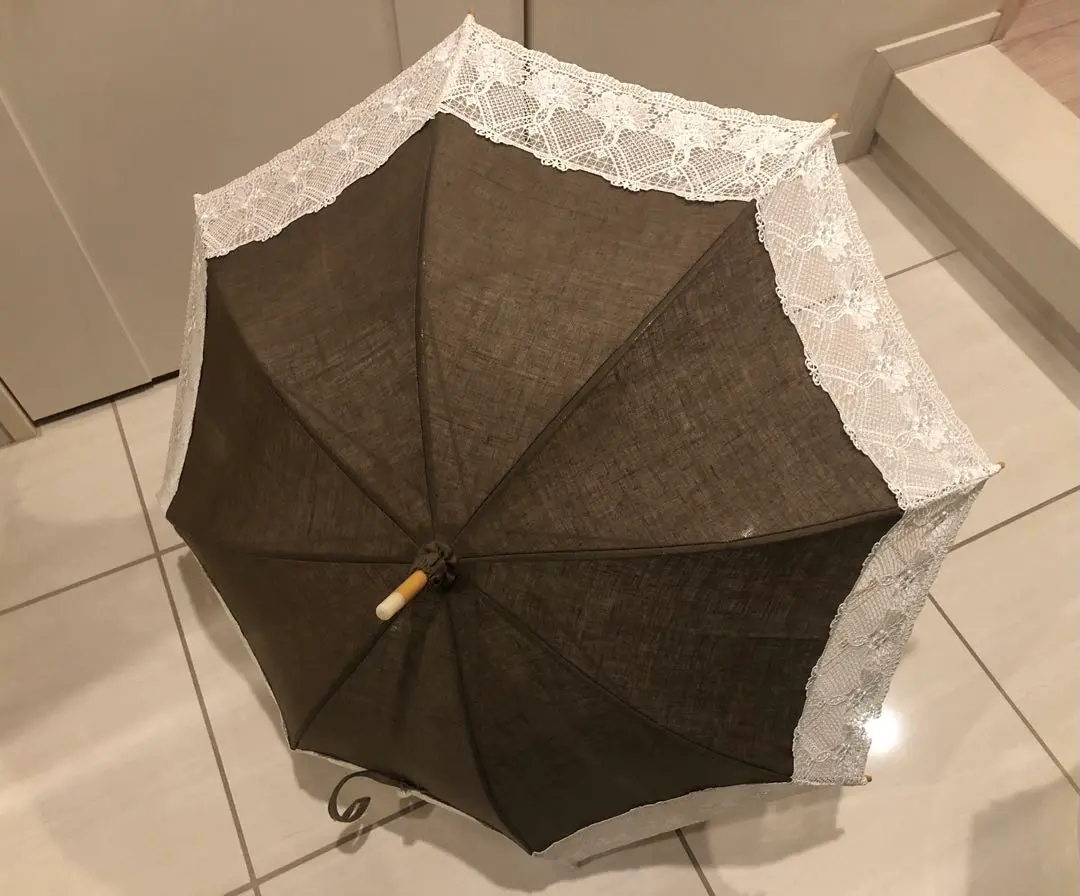 新品　高級近沢レース　晴雨兼用折畳傘　chikazawa 黒レースシルバー刺繍 新品 高級近沢レース 晴雨兼用折畳傘 chikazawa 黒レース