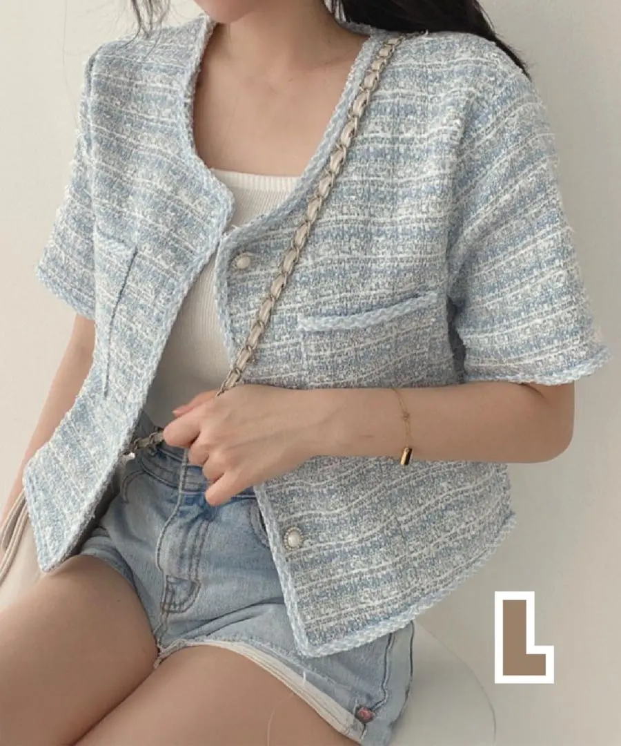Thumbnail of Tweed-style short jacket, light blue, L