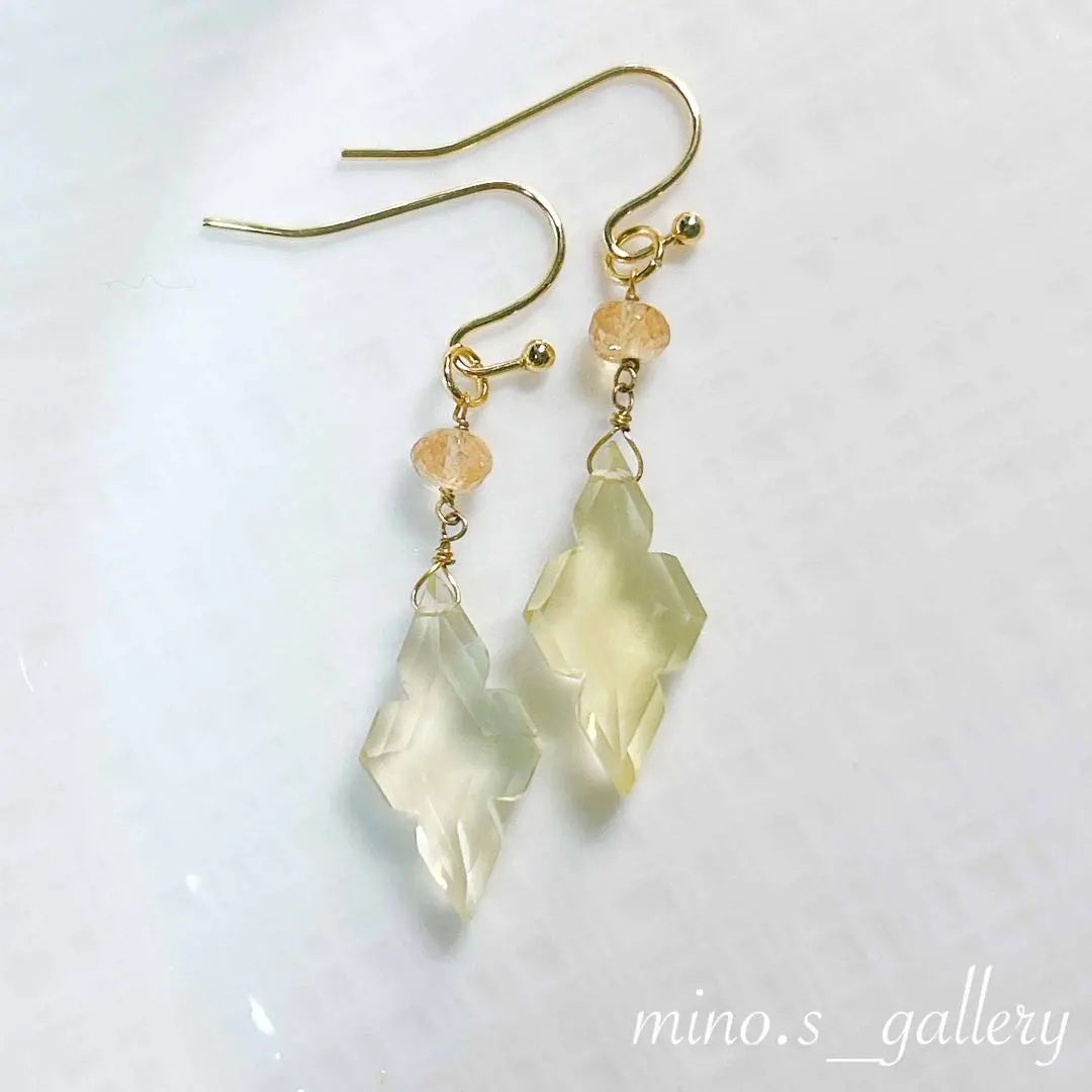 Thumbnail of Lemon Quartz Fancy Diamond Cut * Natural Stone Earrings & Earring