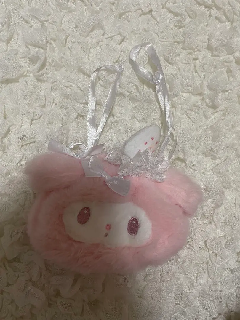 Thumbnail of My Melody White Strawberry Tea Time Round Drawstring Pouch