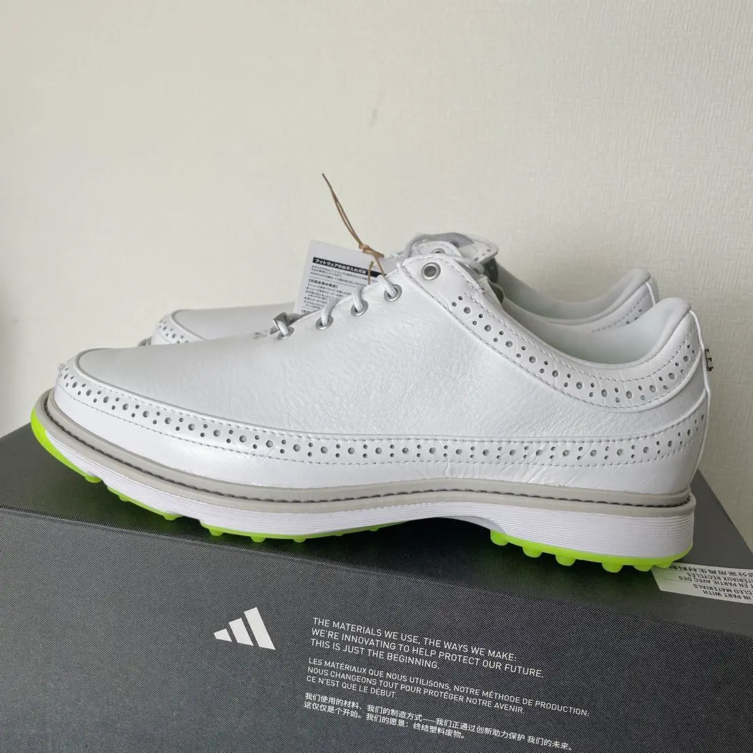 【インソール未使用】adidas golf MC80 スパイクレスシューズ白/緑 adidas アディダス ゴルフシューズ MC80 ID4748 メンズ ゴルフ
