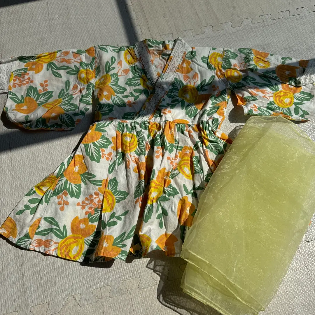 Thumbnail of Floral Cotton Kimono and Skirt Set