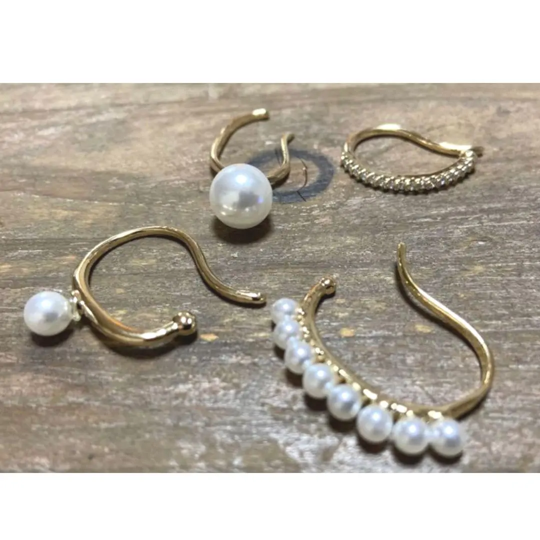 Thumbnail of Brand new! Gold pearl ear cuff set of 4