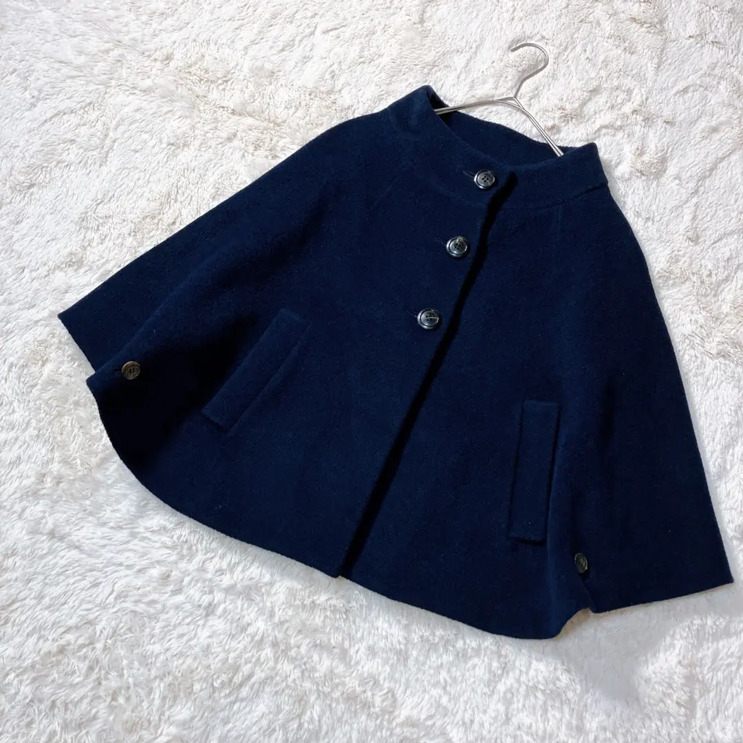 【極美品】トゥモローランド サイドスリットケープコート ポンチョ カシミヤ混 カシミヤ ブレンド ウール ケープ コート 一枚仕立て ファー