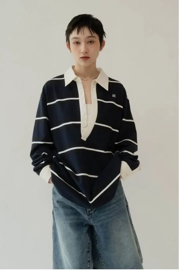 Thumbnail of Striped pullover, long sleeves, navy