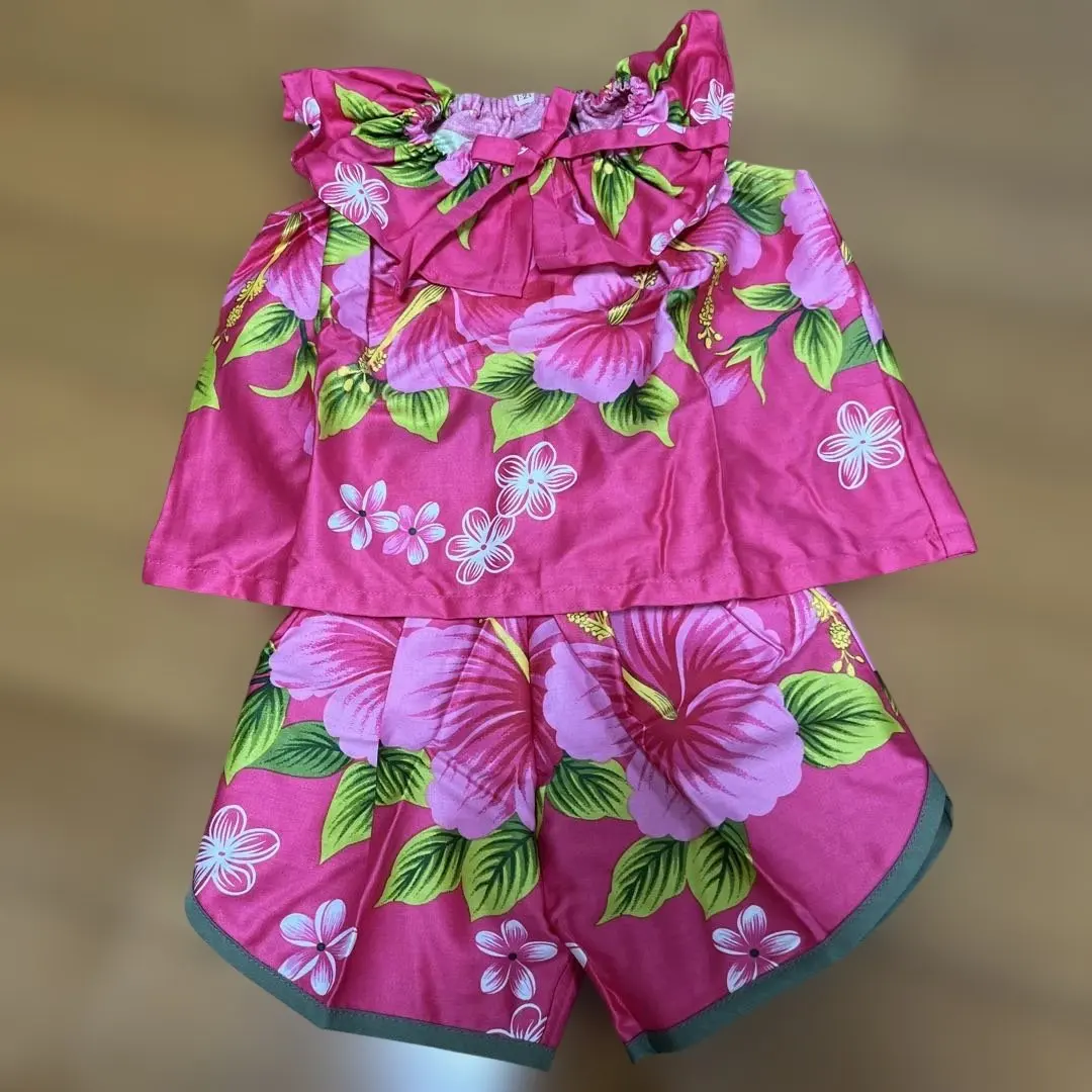 Thumbnail of Hibiscus Pattern Baby Top and Pants Set, Floral Muumuu, 1-2 Years Old