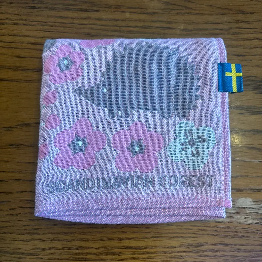 Thumbnail of SCANDINAVIAN FOREST Handkerchief Pink Hedgehog