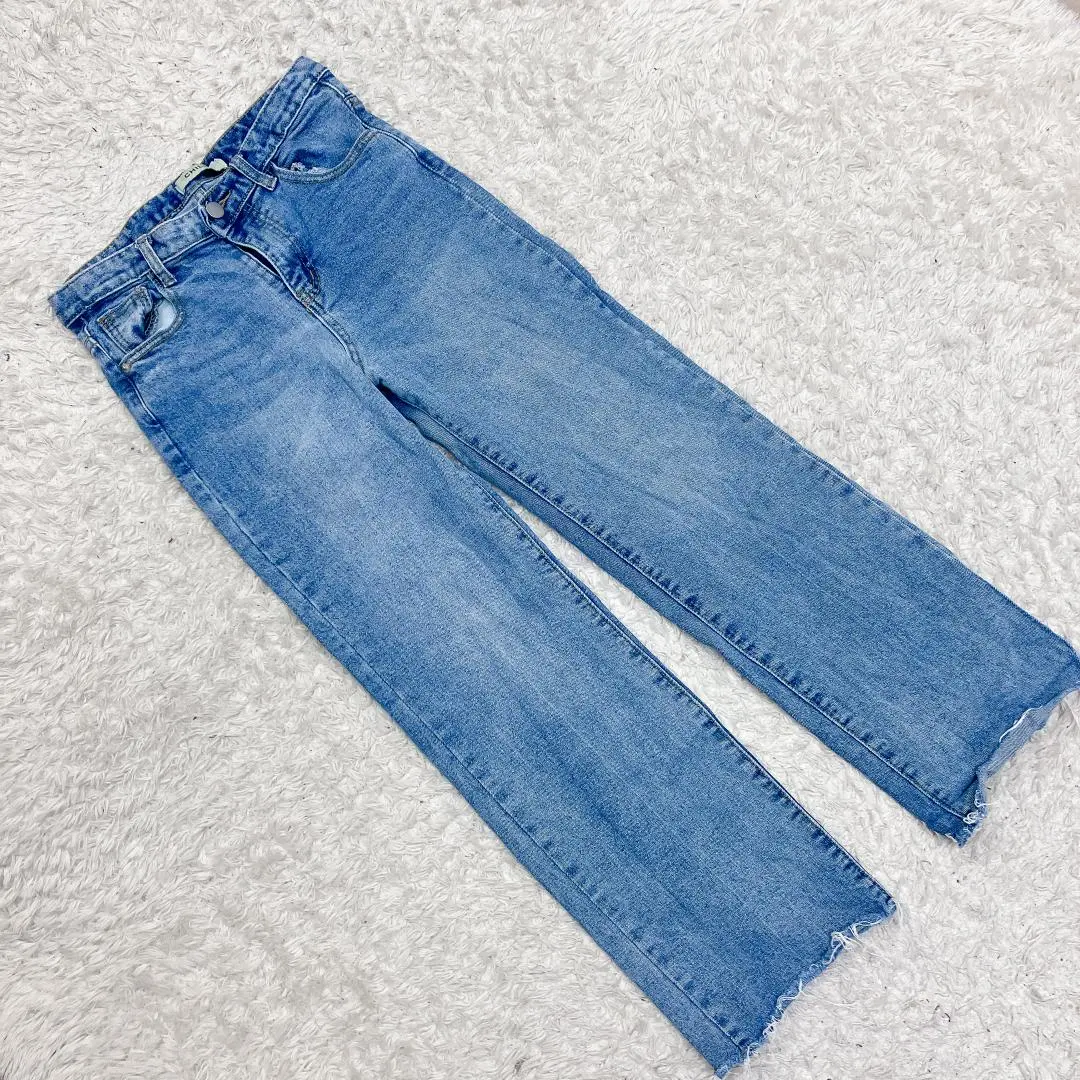 Thumbnail of Women's Straight Leg Denim Pants Casual Stylish S Size Blue