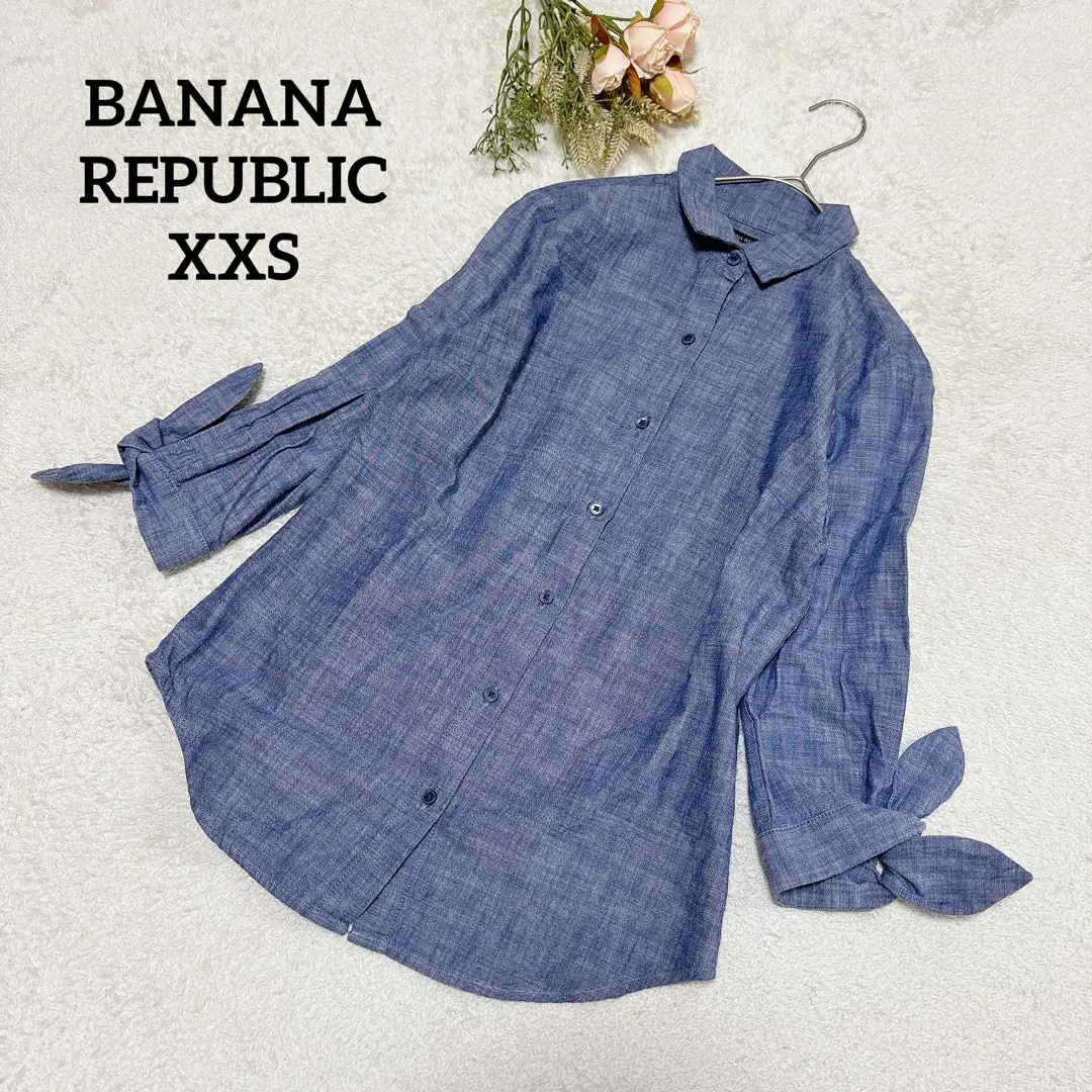 Thumbnail of [Banana Republic] Denim Shirt XXS Small Size 3/4 Sleeve Ribbon Cotton