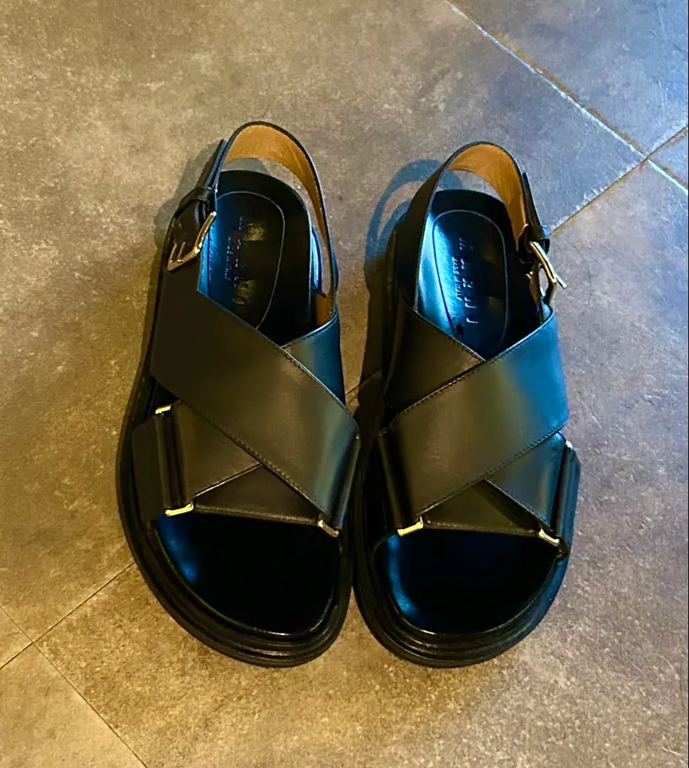 美品 MARNI マルニ ブラック フスベットサンダル ブラック 38 MARNI（マルニ）の「FUSSBETT / フスベットサンダル（サンダル