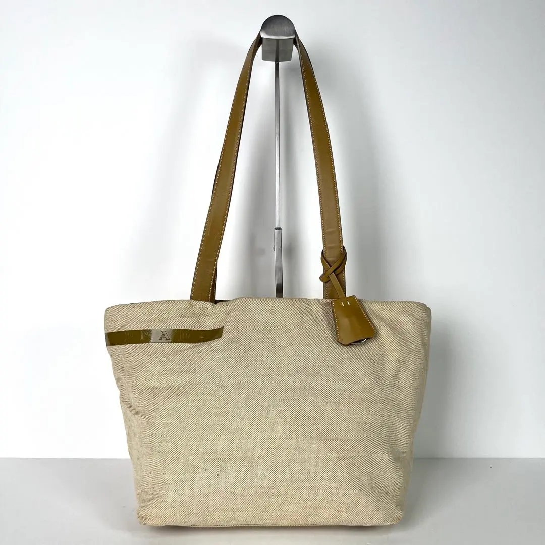 Thumbnail of PRADA SPORT Canvas Tote Bag Beige Logo Embossed 00s