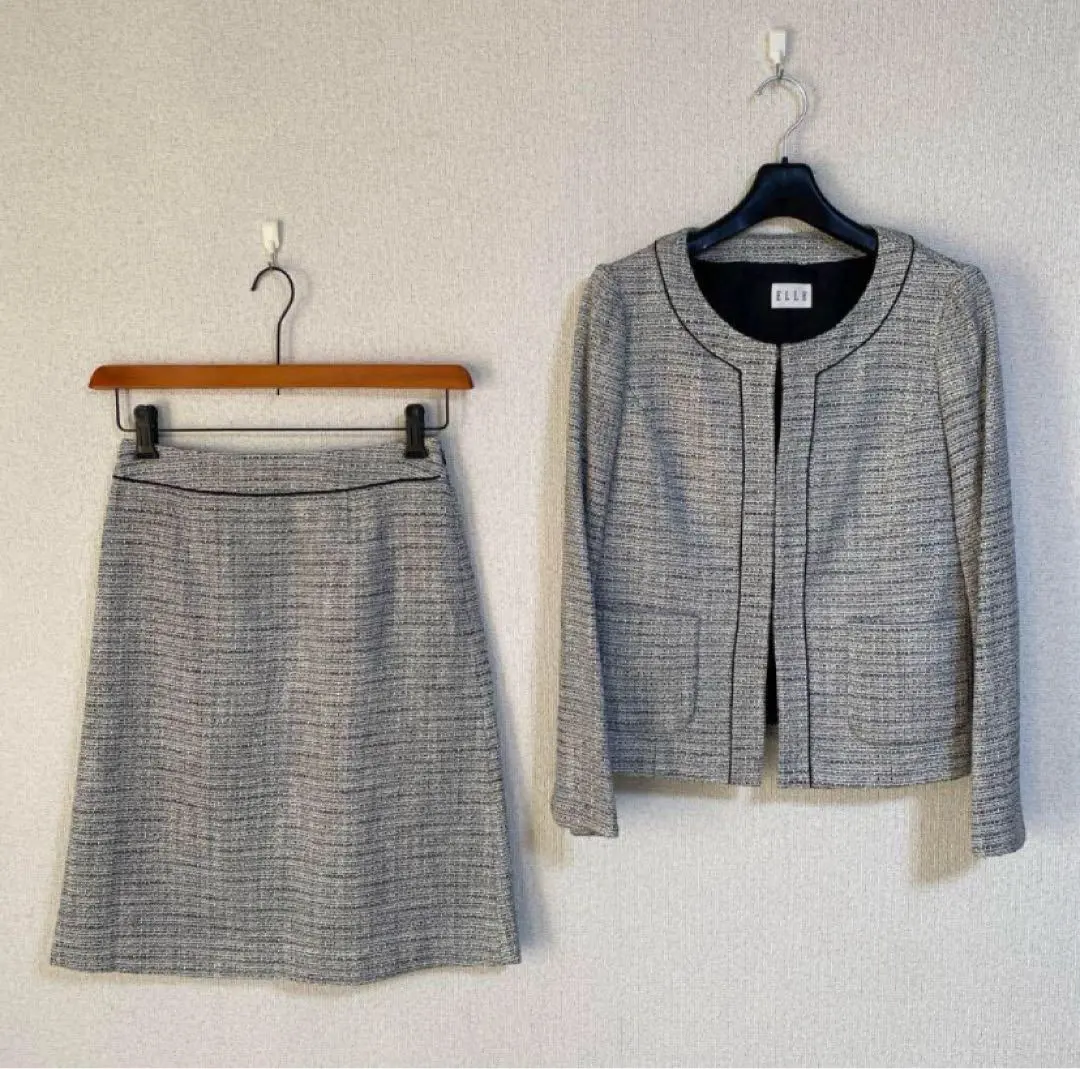 L 領口無西裝 36 W64 接近未使用 黑×白系 拉美 DMW 的縮圖