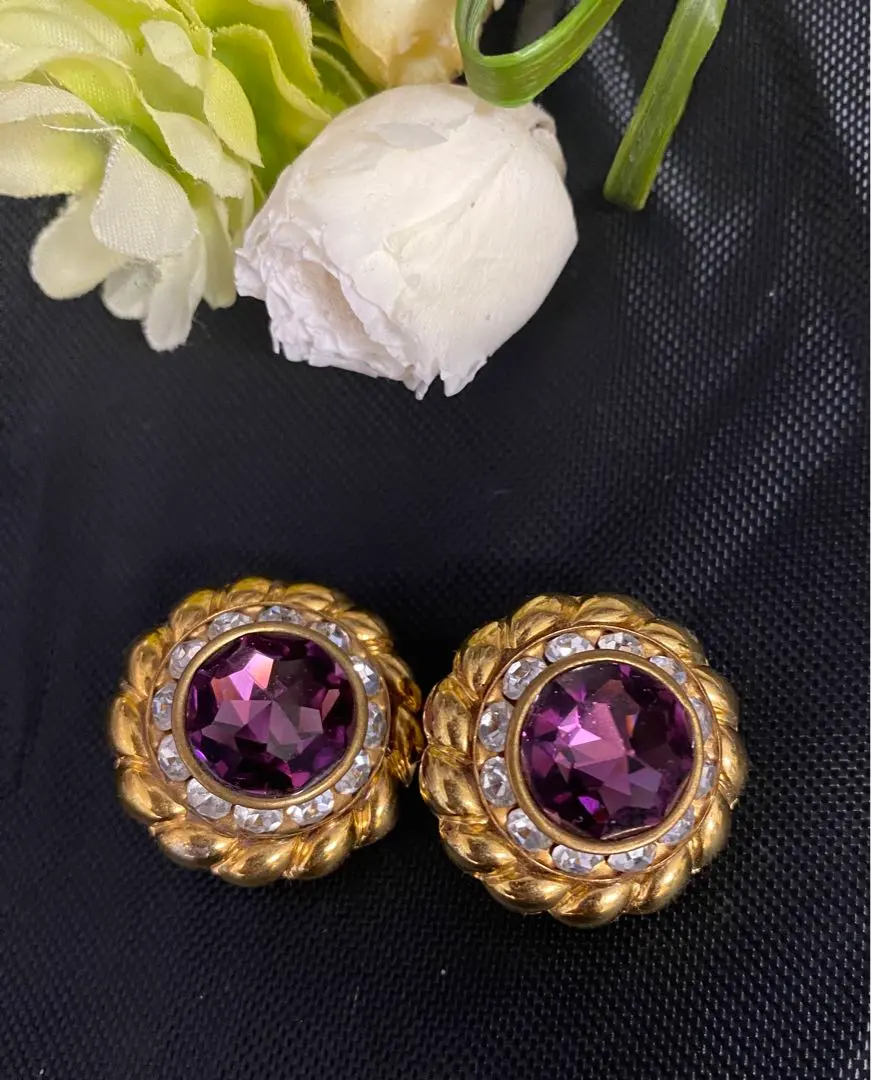 Thumbnail of Vintage French Earrings Amethyst Retro Antique