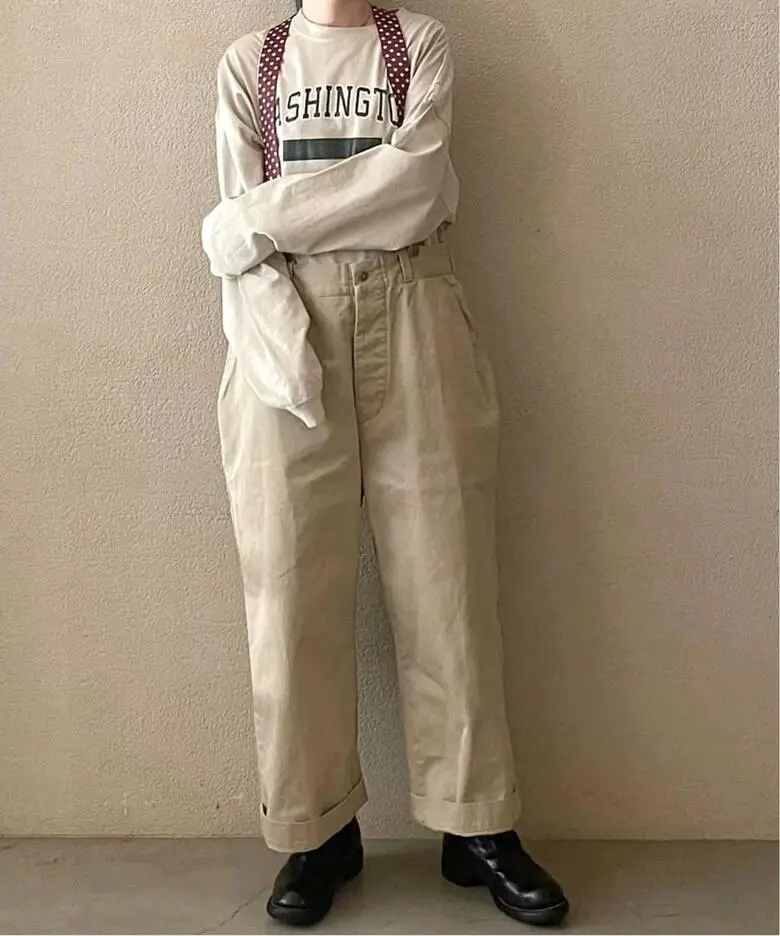【新品タグ付き】chimala PLEASE別注チノワイドトラウザーズ メンズライクな太いチノパンをお探しの方、「PLEASE」別注が