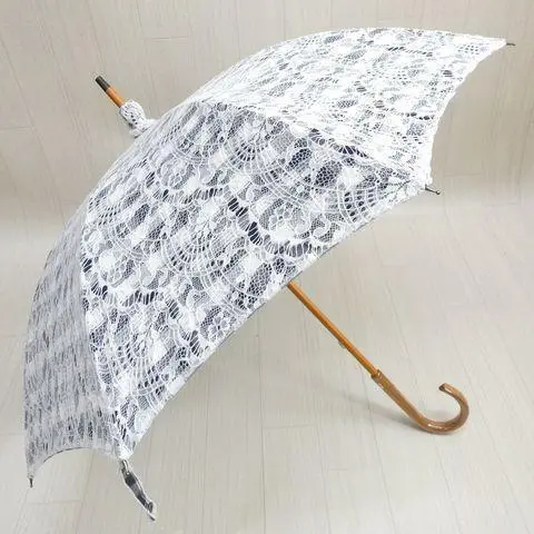 タグ付き 未使用近沢レース　日傘　高級日傘　レース 新品】Chikazawa 近沢レース 折りたたみ 日傘 クリーム オフ