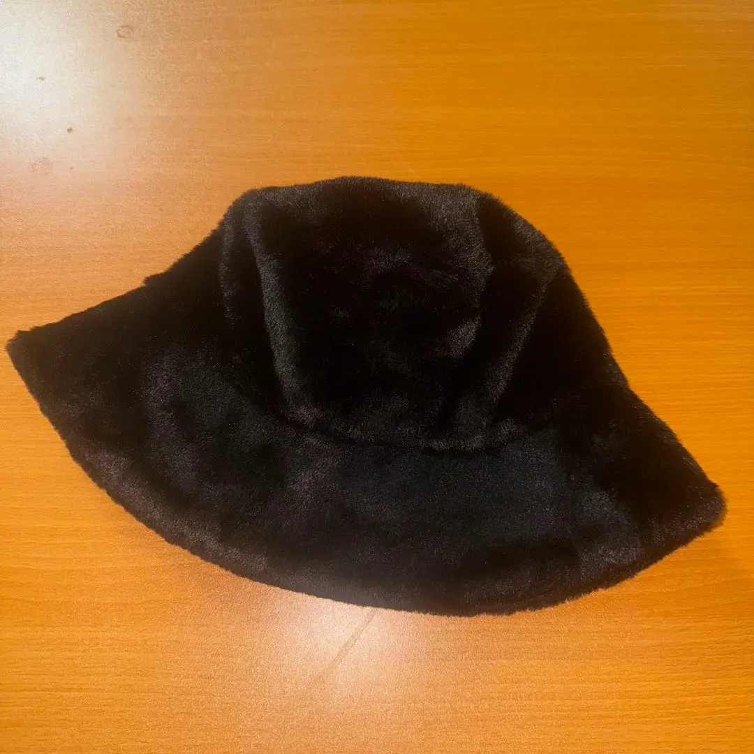 Thumbnail of Fluffy black bucket hat